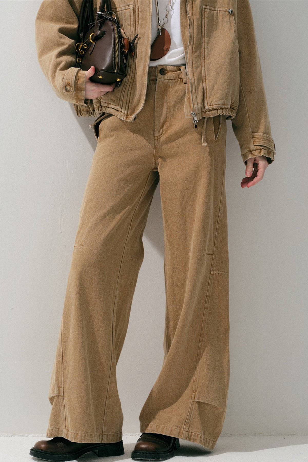 Khaki Straight-Leg Cargo Pants