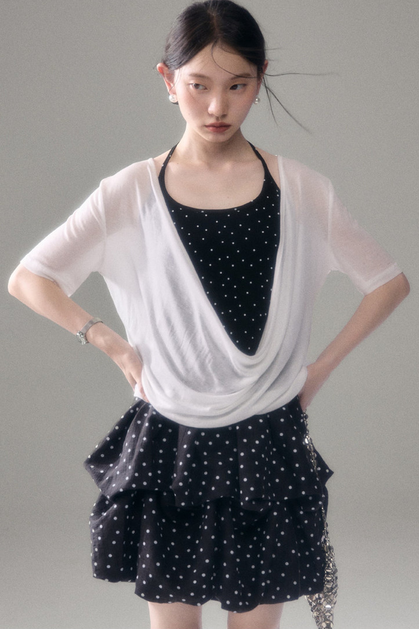 Retro Polka Dot Ruffle Cake Skirt