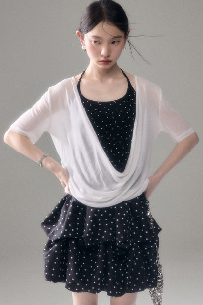 Retro Polka Dot Ruffle Cake Skirt