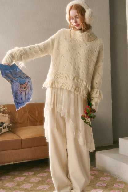 Set aus individuell gefärbter, atmungsaktiver Spitze mit Hose mit weitem Bein