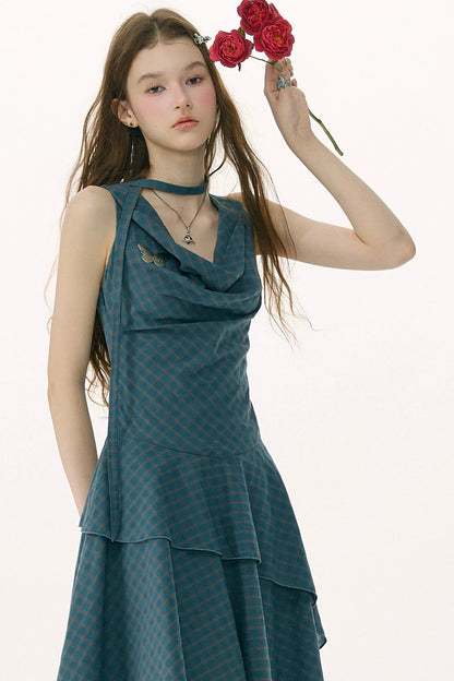 Dark Blue Plaid Swing Dress