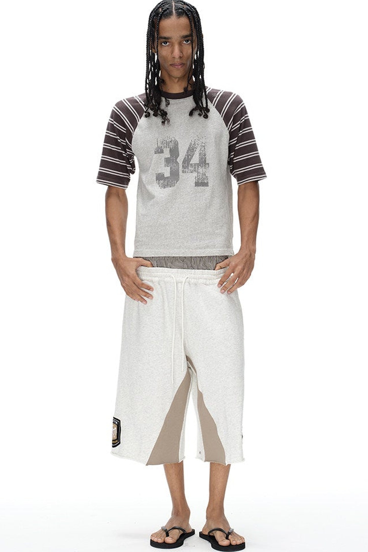 Double-Waist Plaid Patchwork Sweatpants