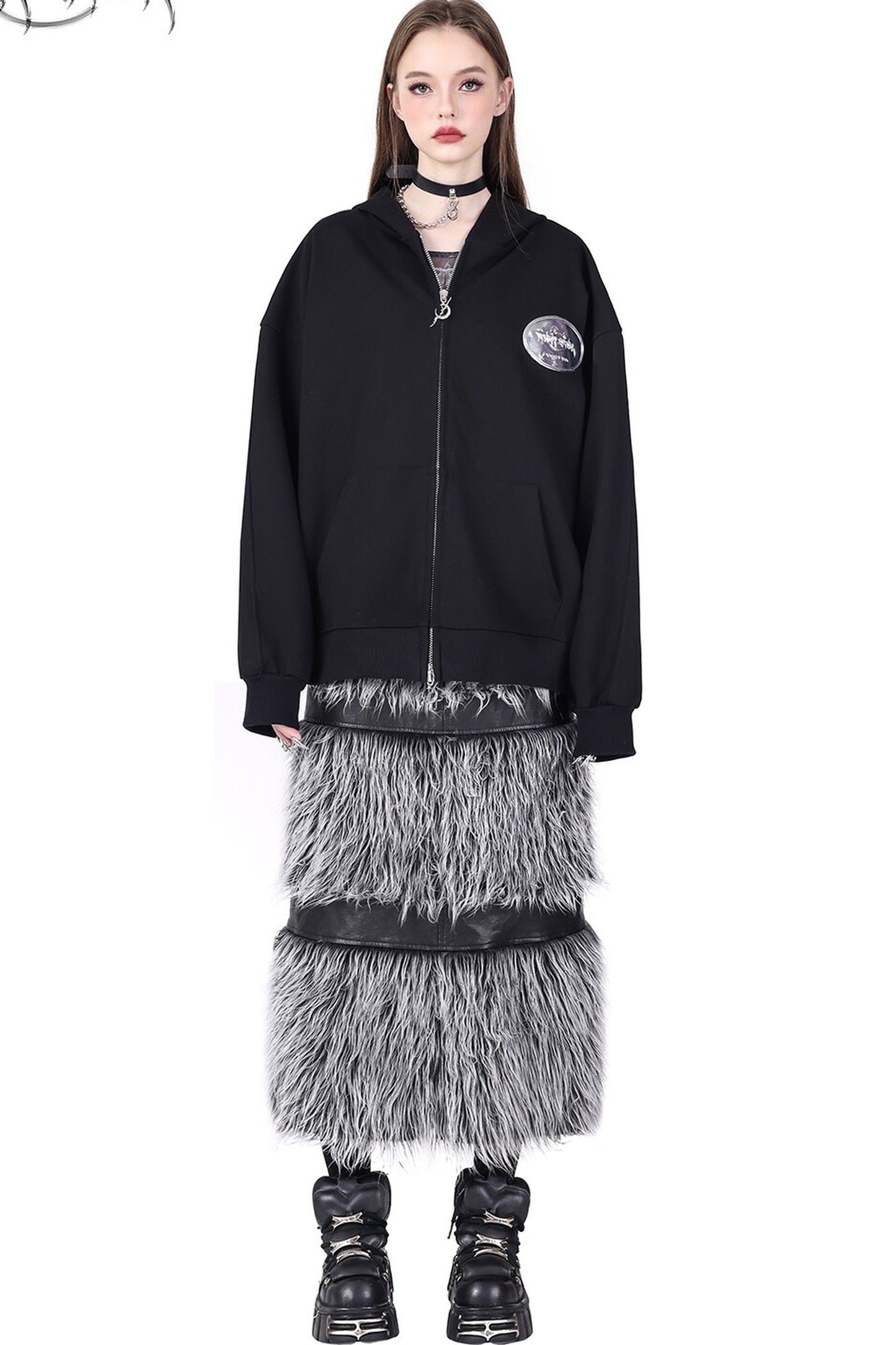 Cat Ear Double Zipper Hooded Jacket