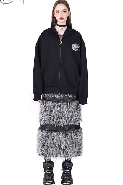 Cat Ear Double Zipper Hooded Jacket