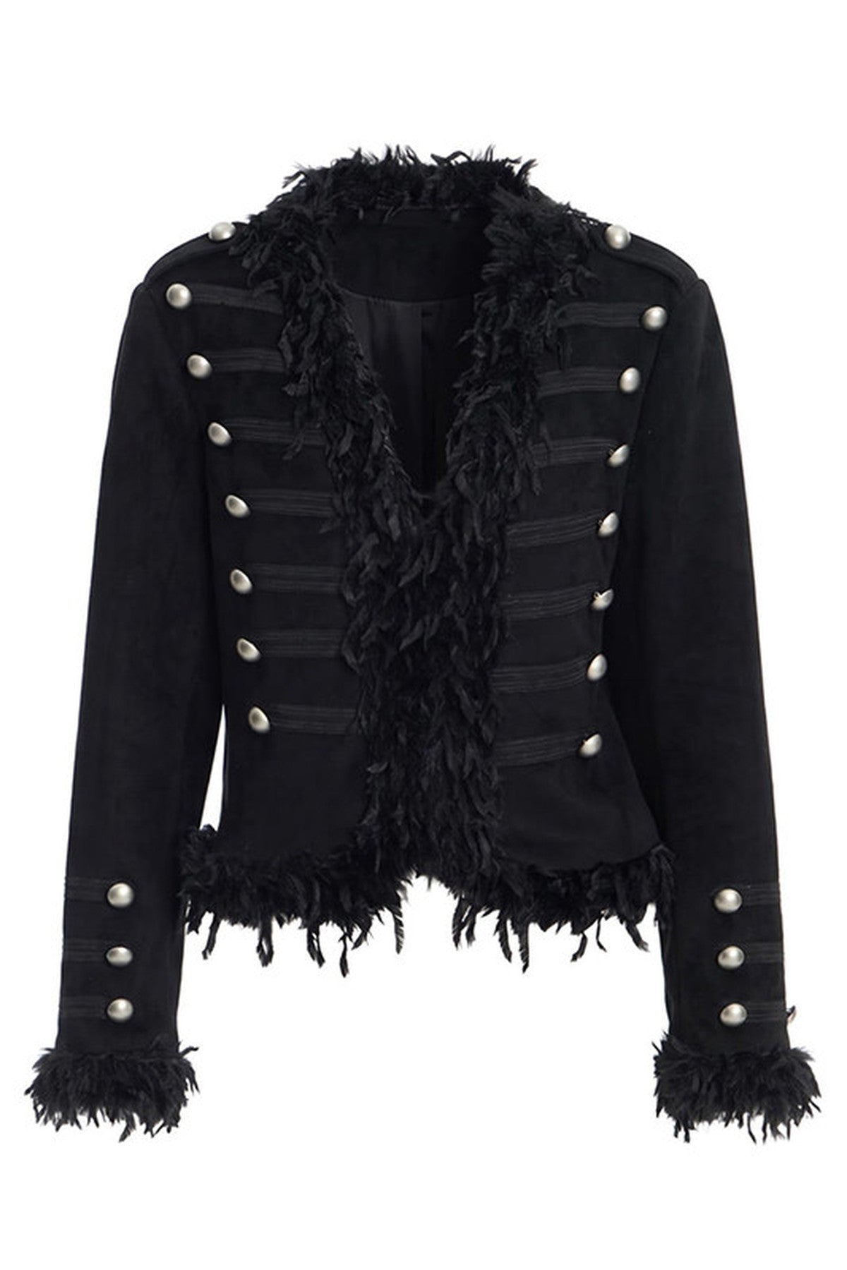 Wool Feather Buttoned Coat