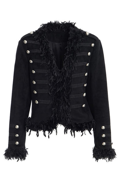 Wool Feather Buttoned Coat