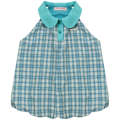 Blue Green Plaid Ruffled Halter Top