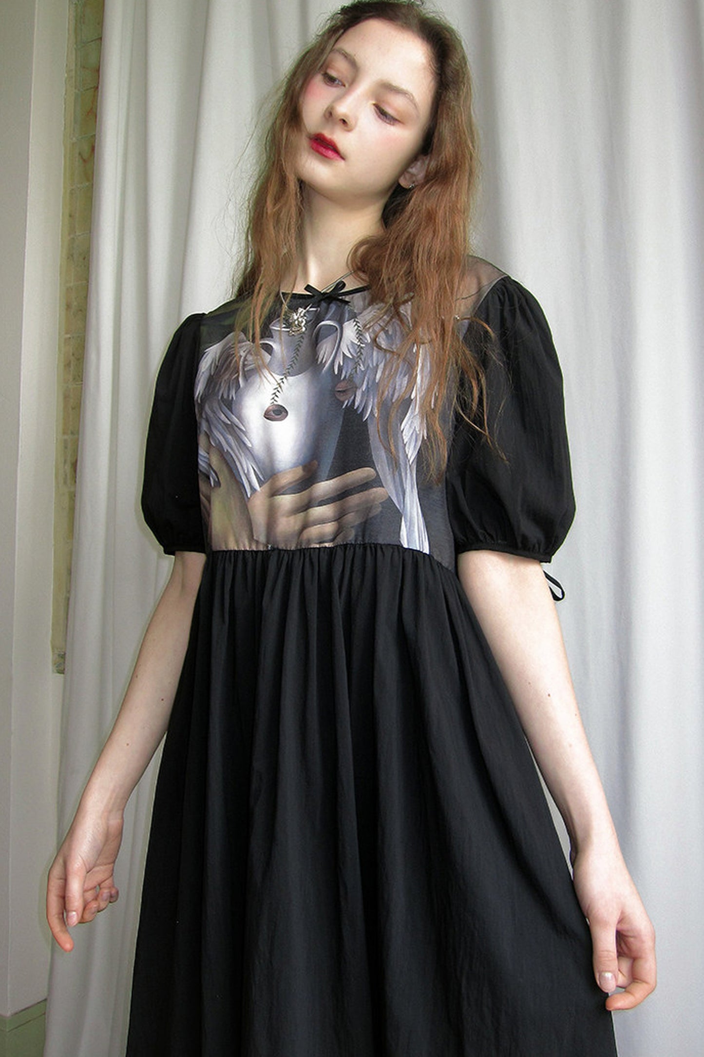 Tempera Oil Painting Print Short-Sleeved Dress