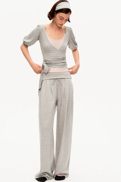 Tencel V-Neck Puff Sleeve Camisole Set-Up