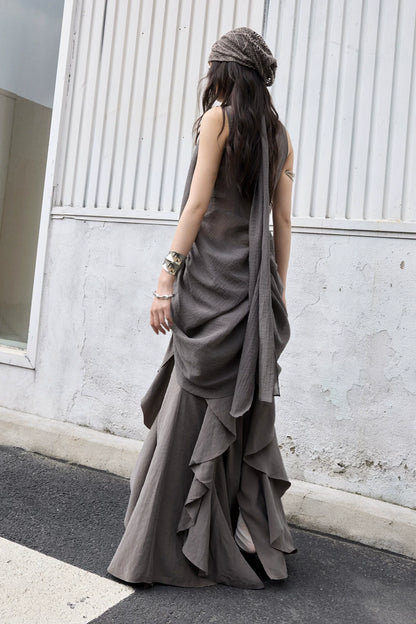 Bohemian Distressed Ruffled Skirt