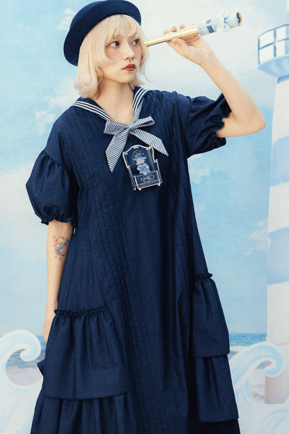 3D Sofa Embroidered Denim Dress