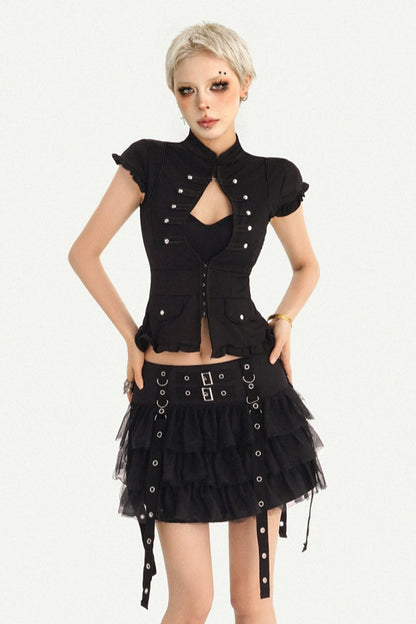 Layered Ribbon Punk Skirt