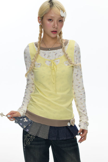 Embroidery Layered-Look Top