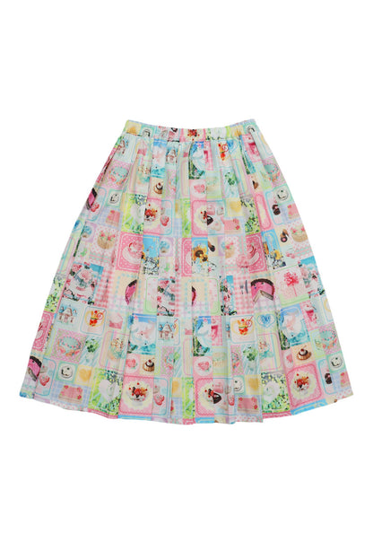 Patchwork Pleated Skirt