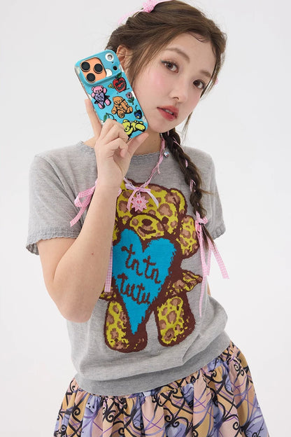 Coque de téléphone à motif ours bleu de dessin animé