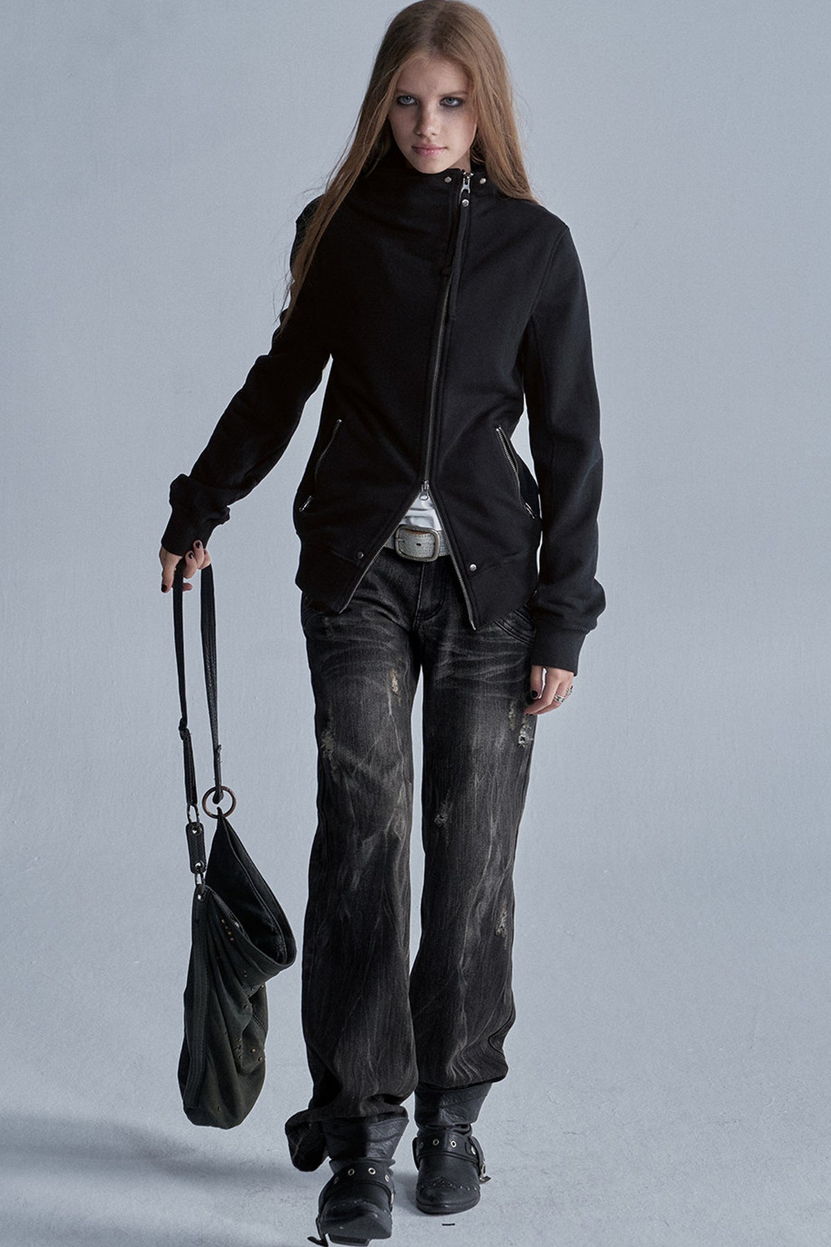 Distressed Low-Rise Denim Jeans