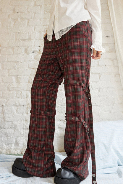 Plaid Punk Flare Trousers Set-Up