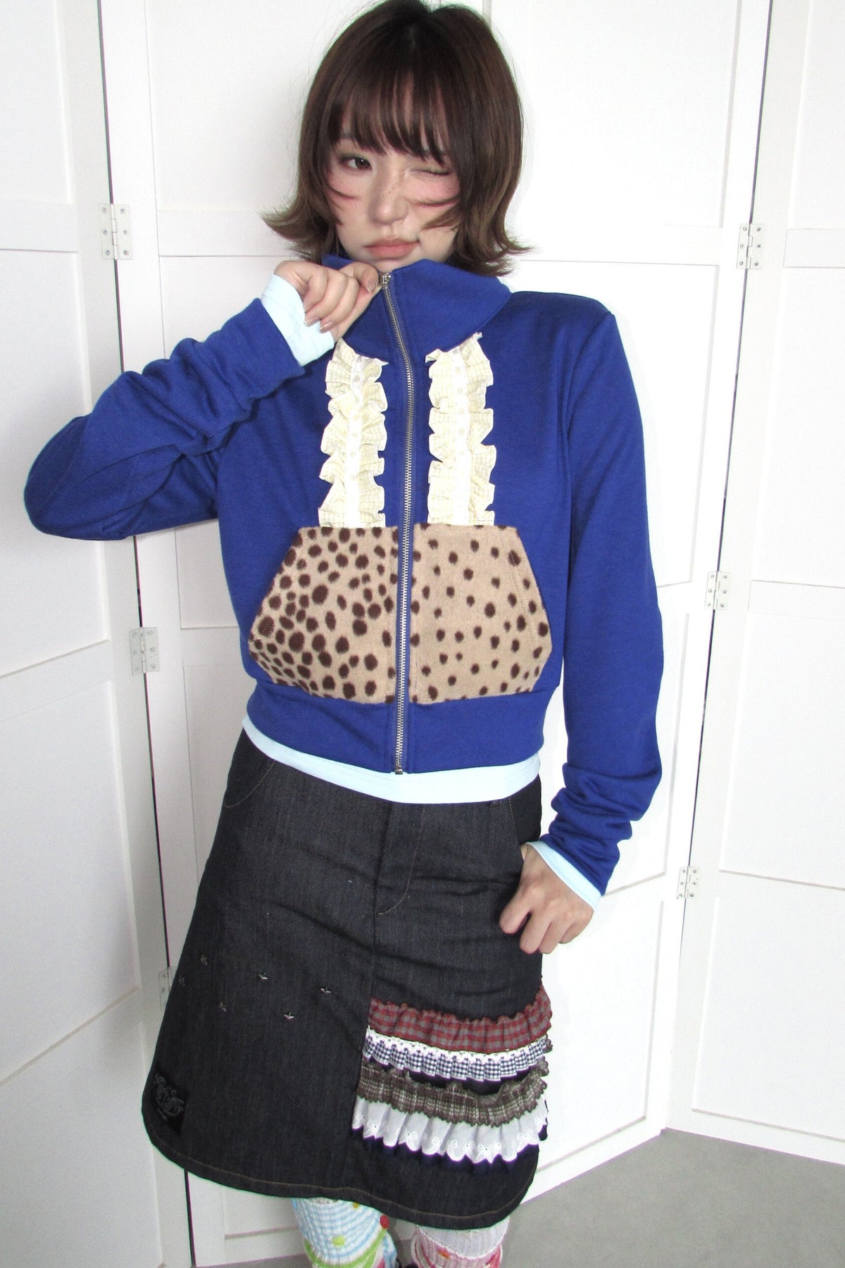 Deer Pattern Lace Trim Jacket