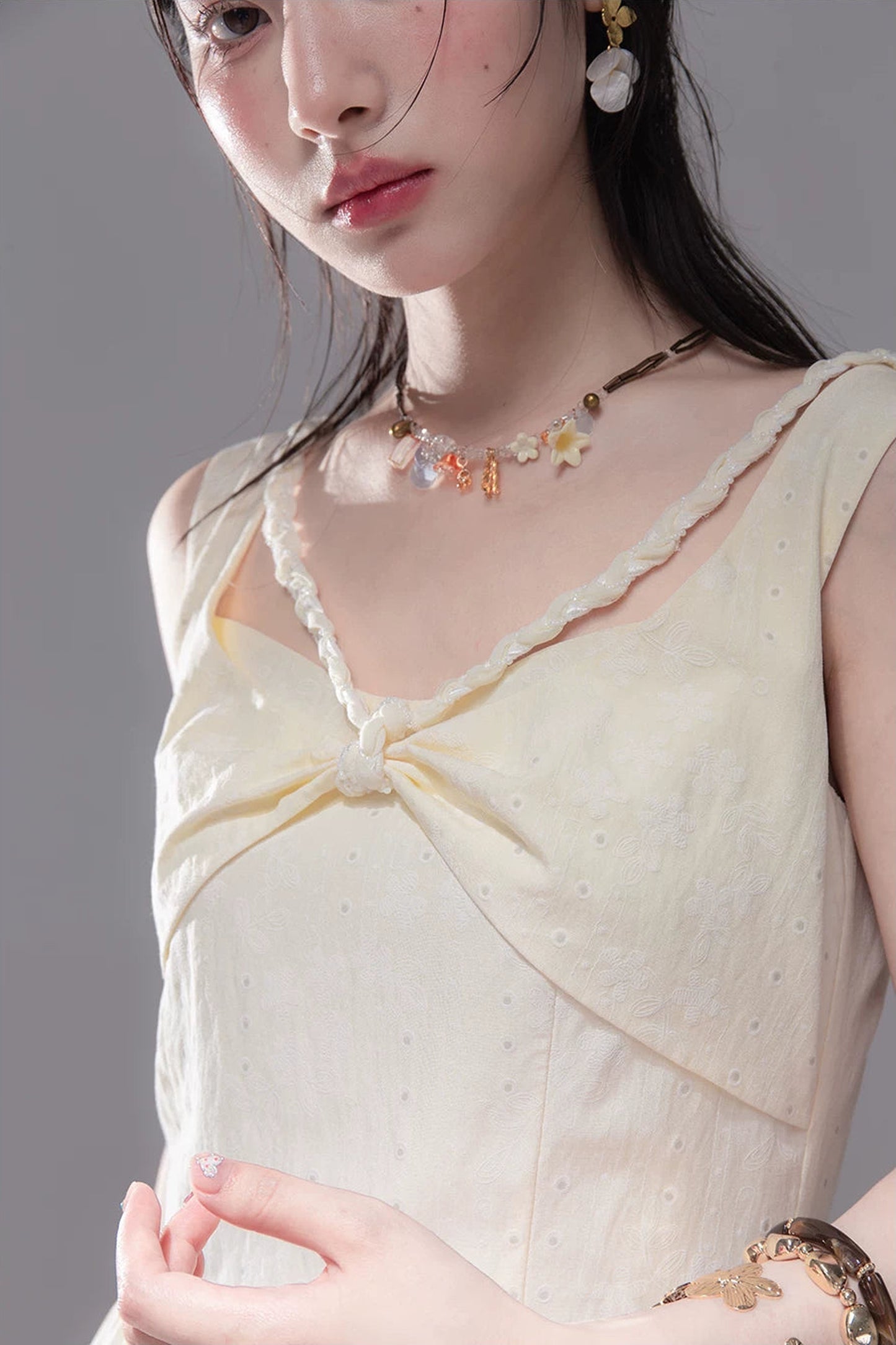 Sunlit Apricot Textured Tank Dress