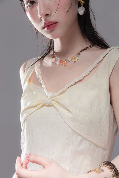 Sunlit Apricot Textured Tank Dress