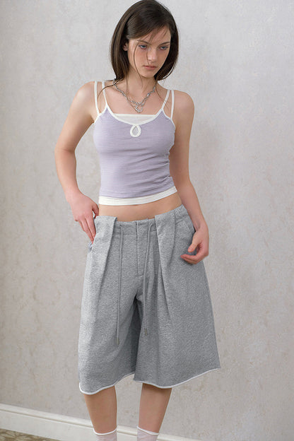 Loose Knit Drawstring Shorts