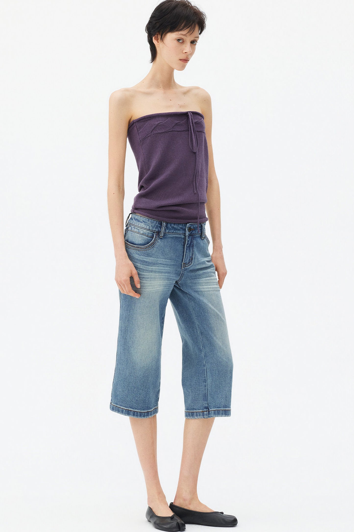 Wool Mohair Cable Knit Top