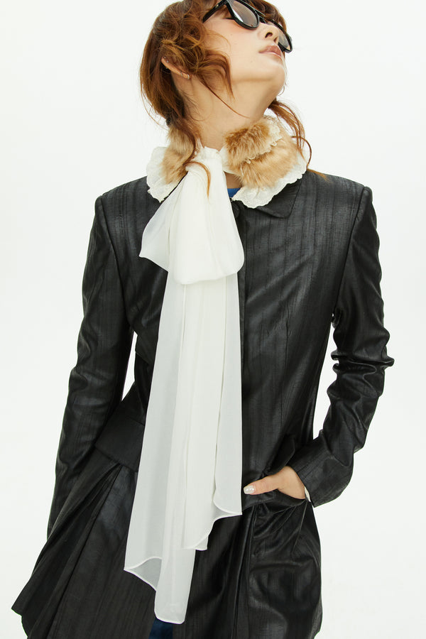 Fur Collar Ribbon Scarf