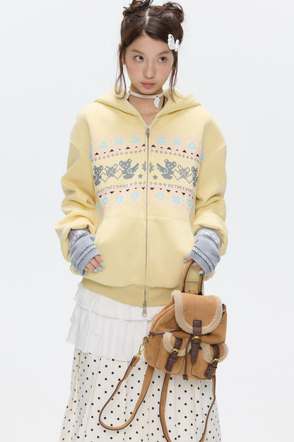 Yellow Bear Fair Isle Hoodie