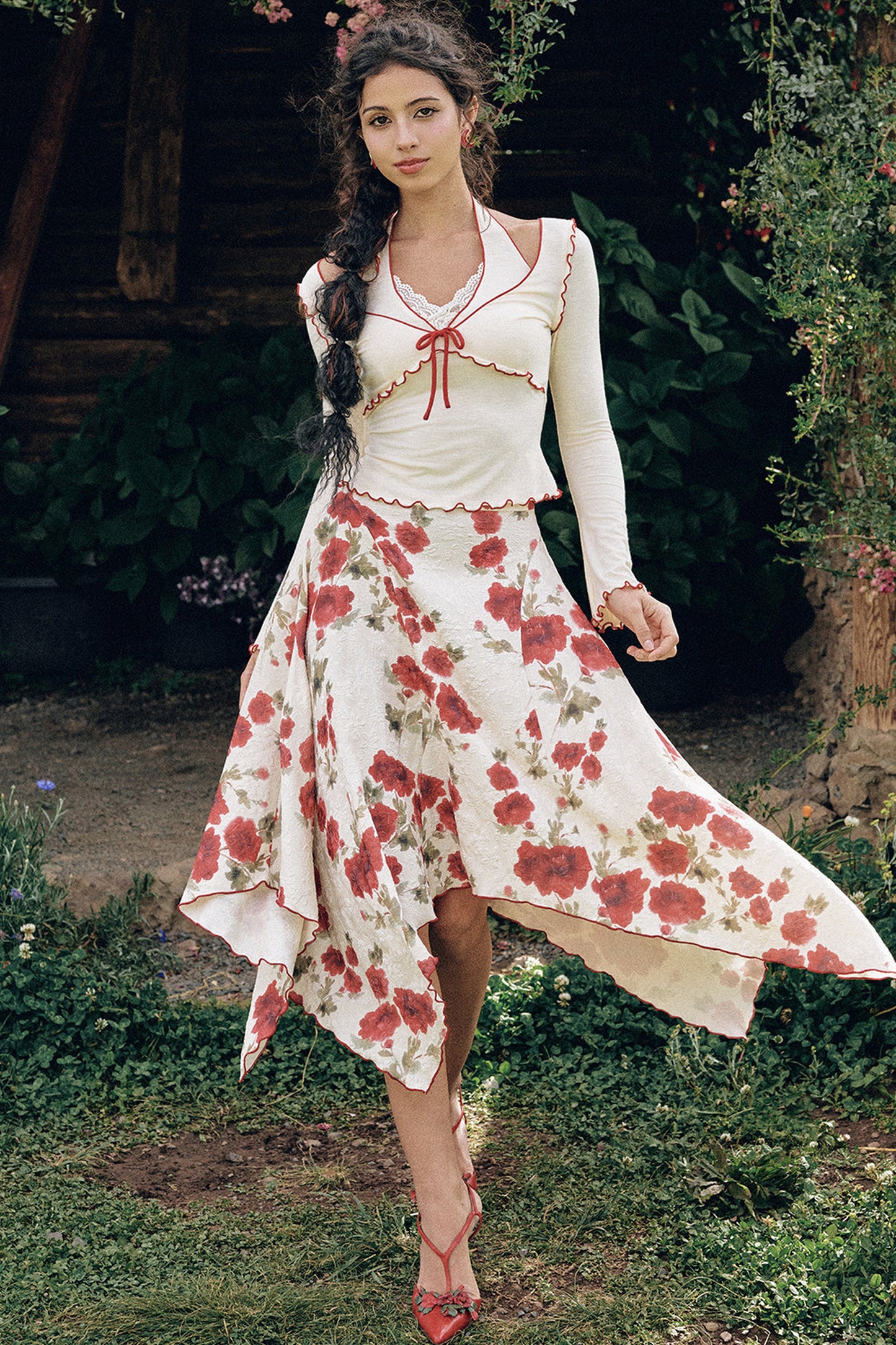 Rose Valley Floral Top and Skirt Set-Up