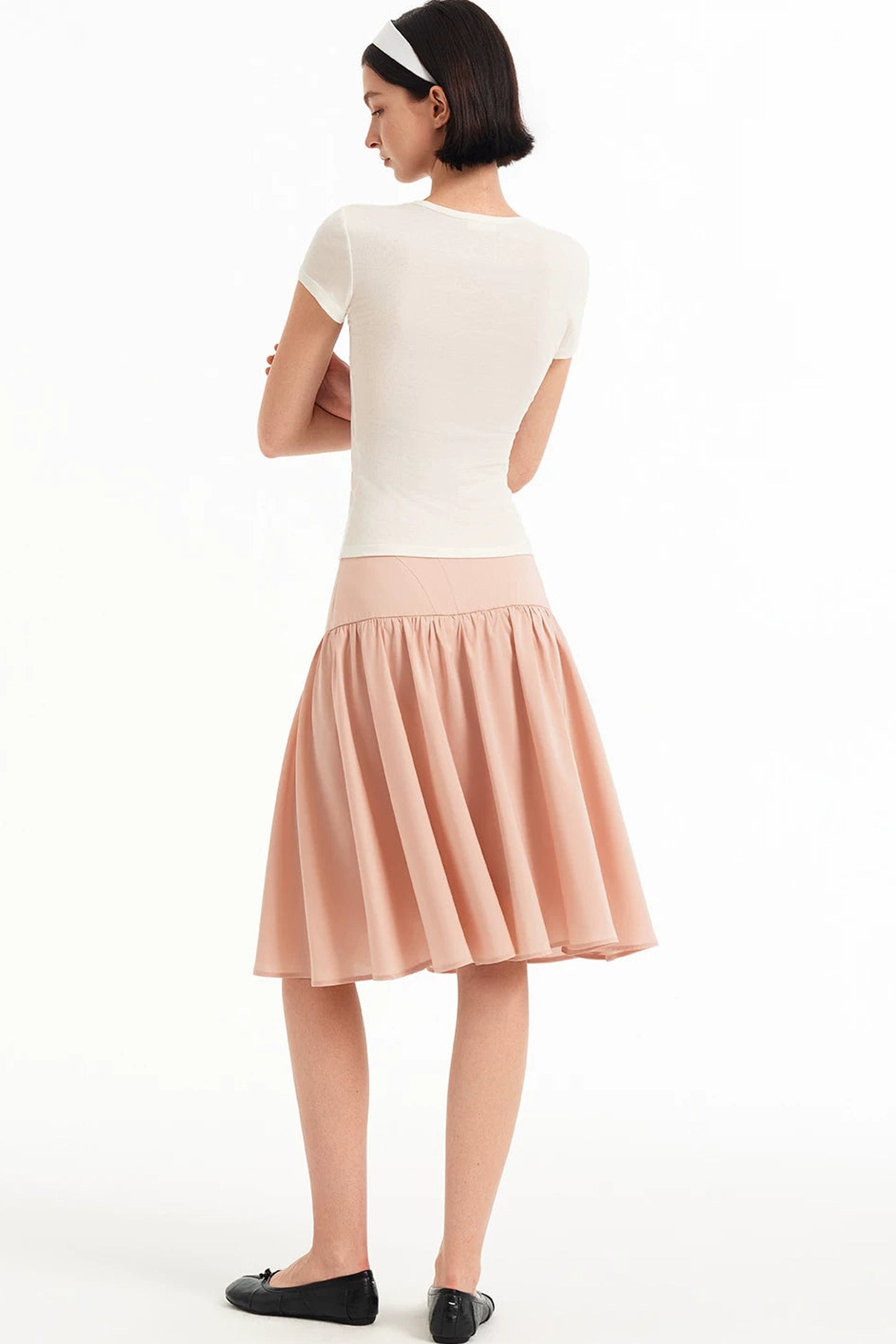 Acetate Fishbone Pleated Skirt