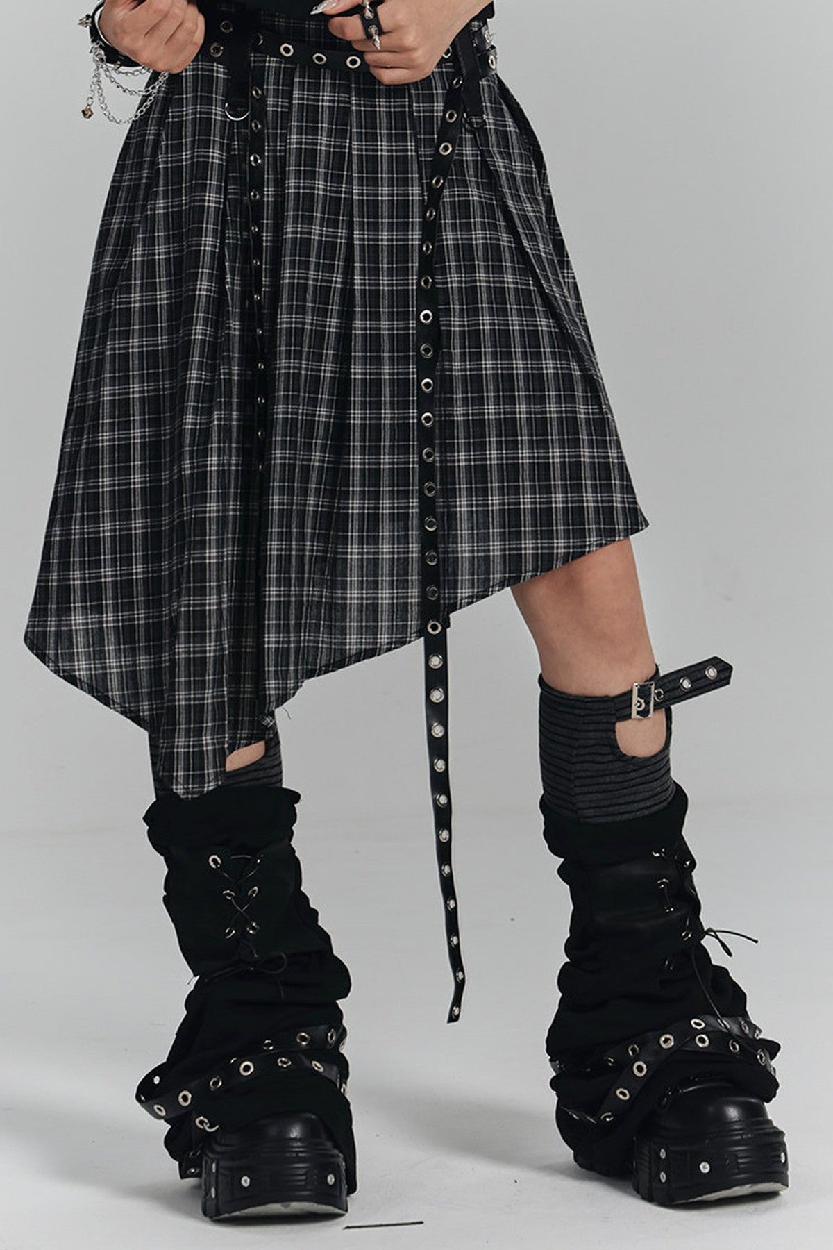 Asymmetrical A-Line Plaid Skirt