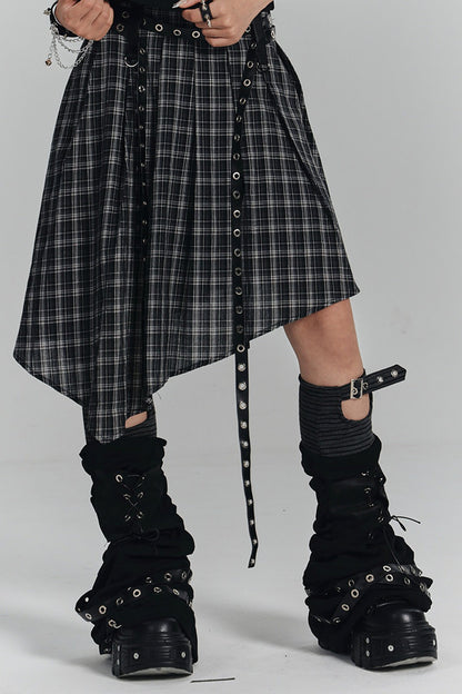 Asymmetrical A-Line Plaid Skirt