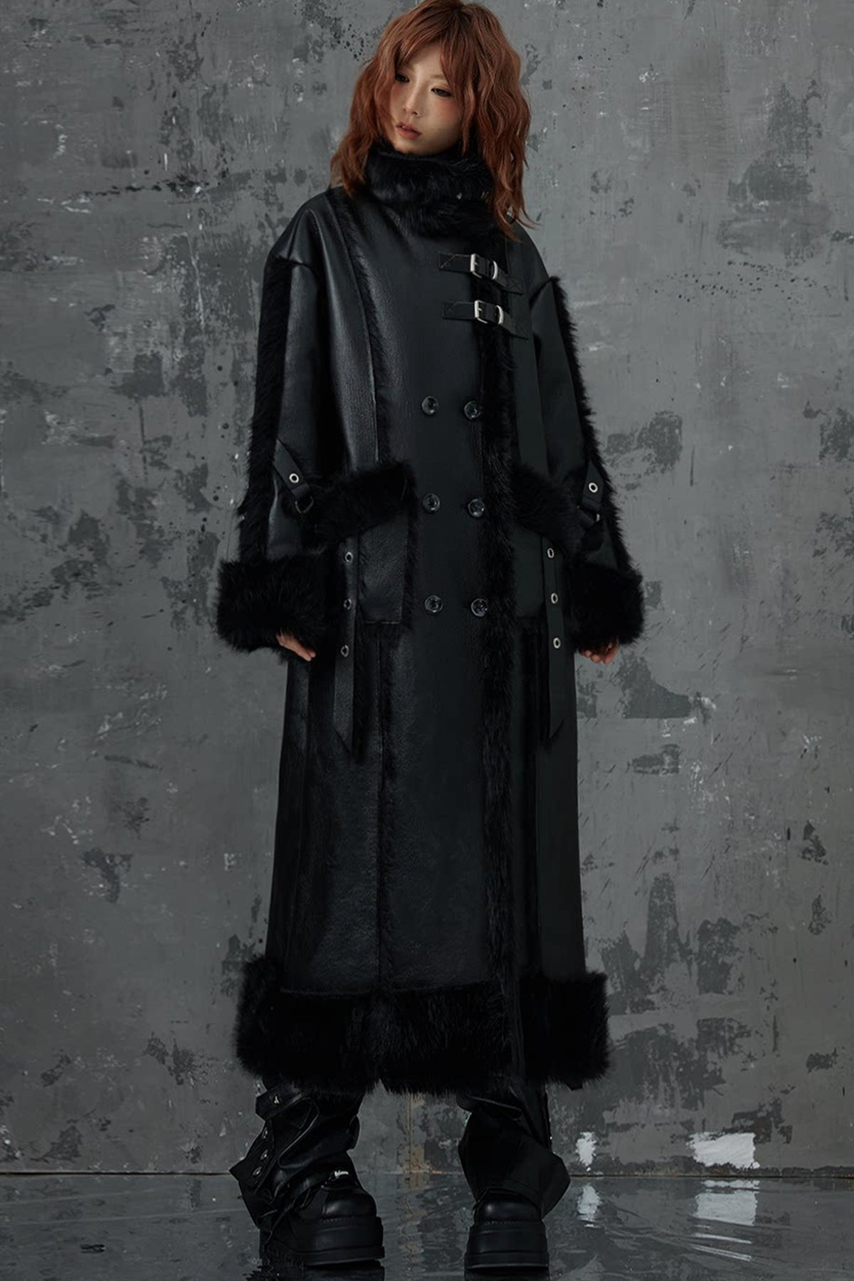 Dark Punk Heavy Industry Faux Fur Coat
