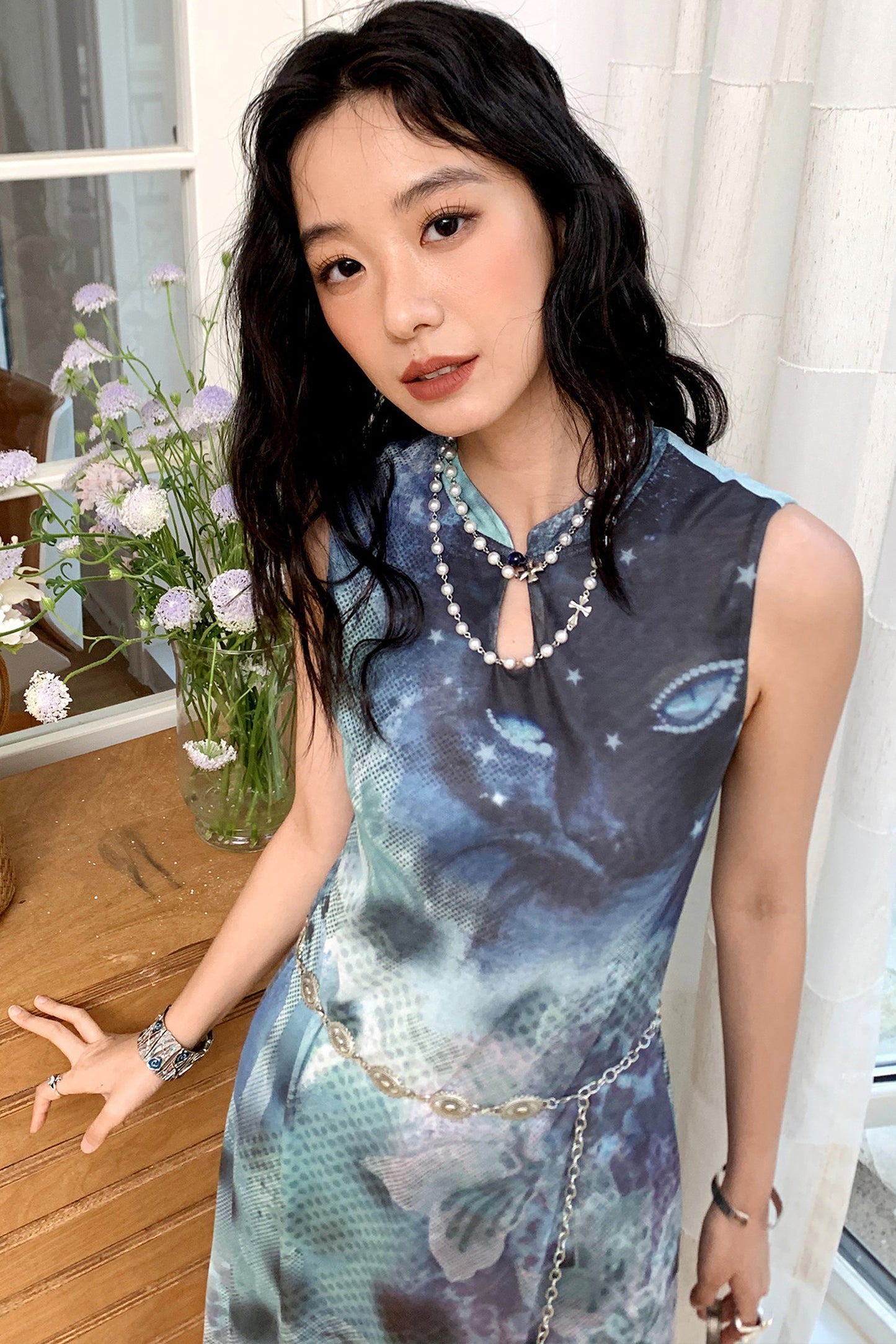 Spiritual Cat Mesh Leopard Dress