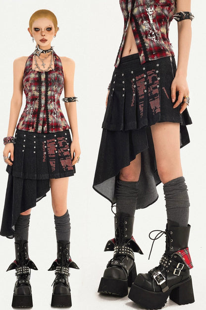 Irregular Punk Rivet Skirt