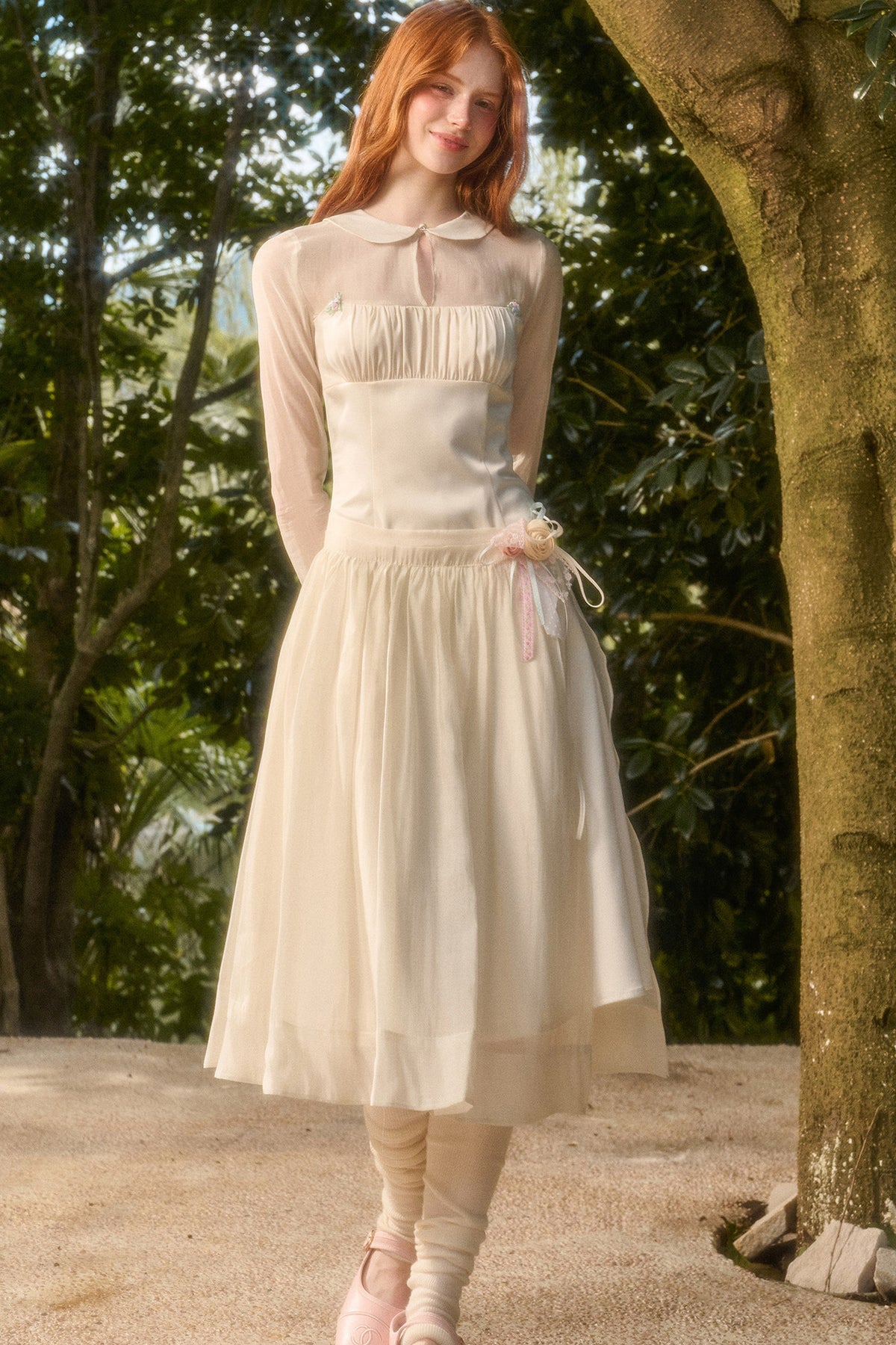 Satin Tencel Lapel Dress Set-Up