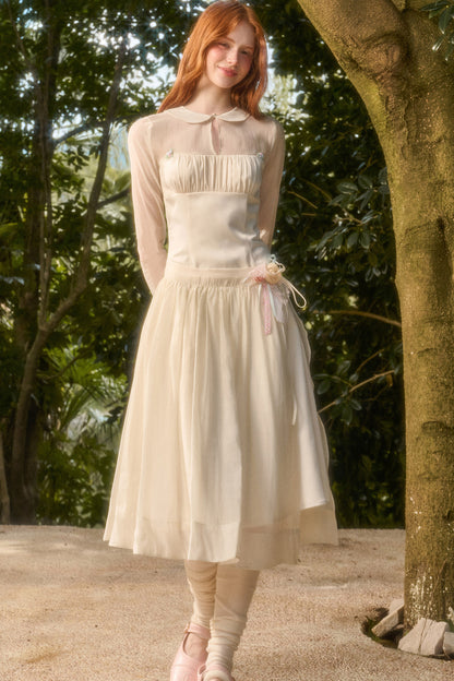 Satin Tencel Lapel Dress Set-Up