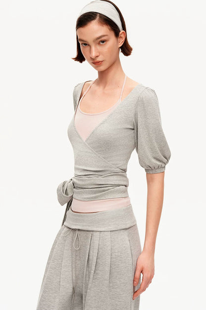 Tencel V-Neck Puff Sleeve Camisole Set-Up