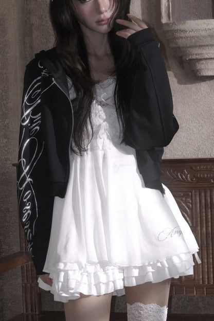 White Rose Jacquard Tiered Skirt