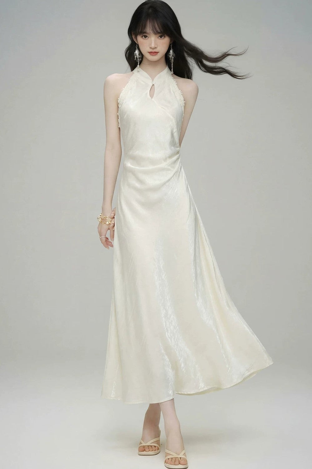 Chinese Style Jade Lace Cheongsam Dress