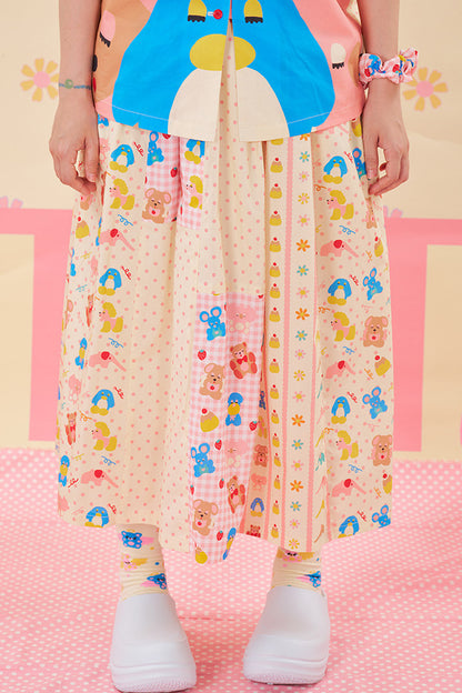 Color-Block Handmade Patchwork Skirt