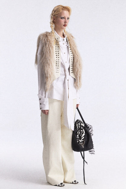 Studded Gradient Fur Vest