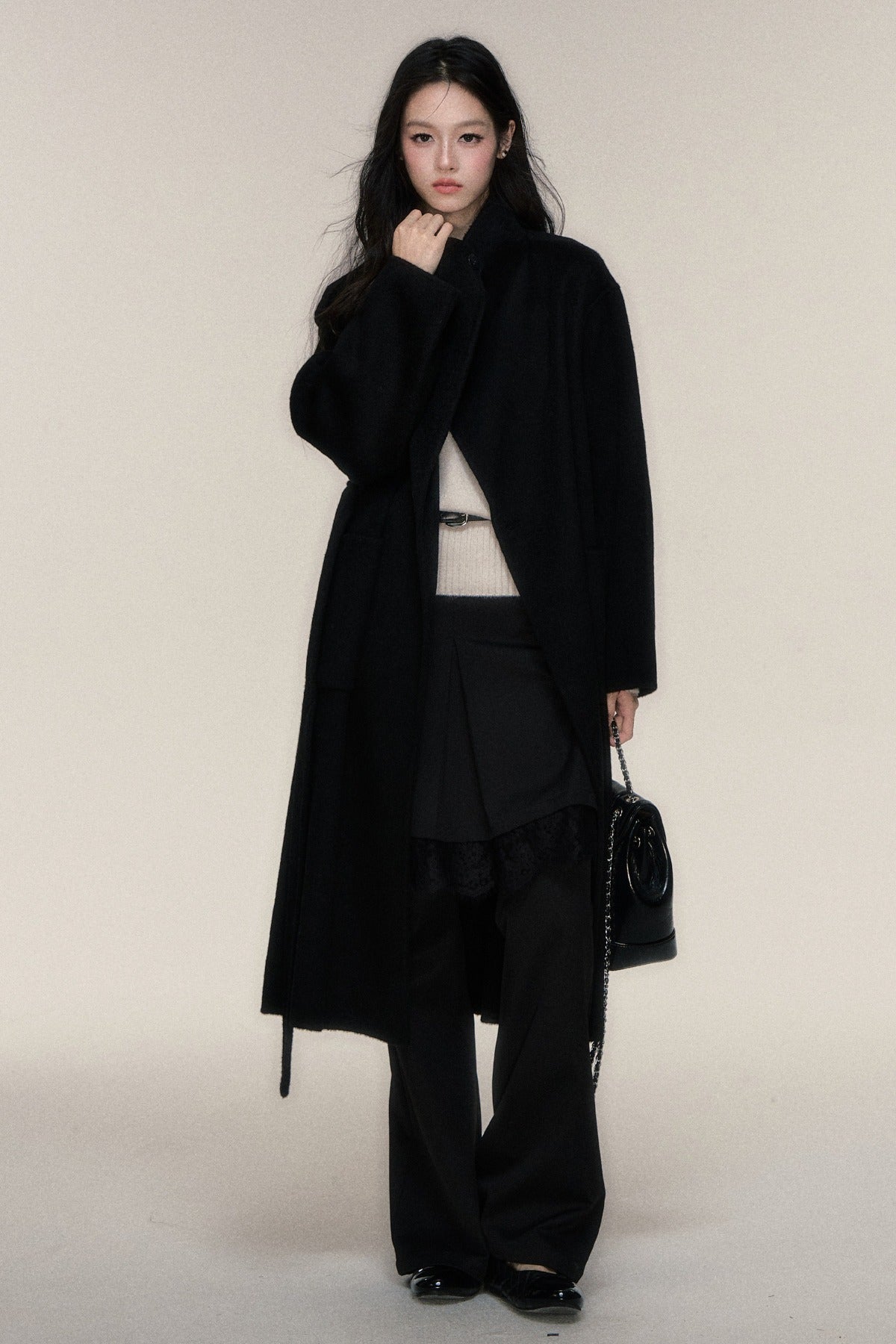 Single Button Double-Sided Wool Coat