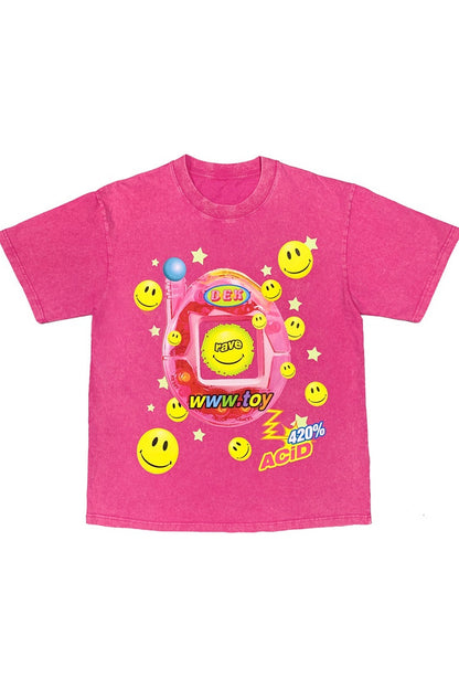 Blusa rosa Barbie Y2K dopamina effetto tintura annodata