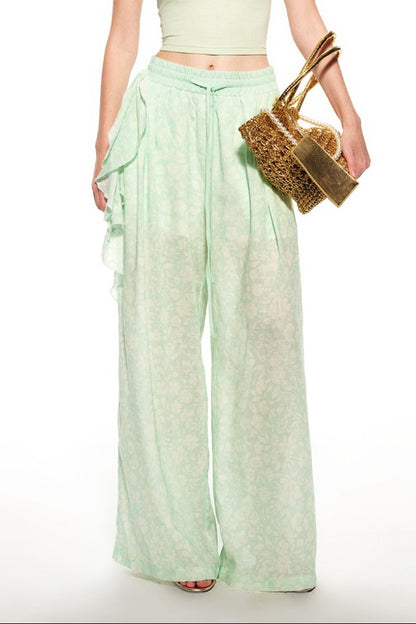 Mint Green Knitted Lace Tube Top, Pants and Skirt Set-Up