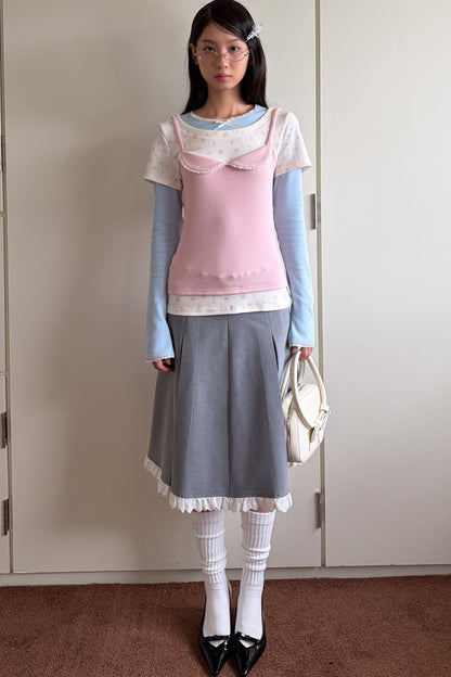 Patchwork Layered-Look Long-Sleeve T-Shirt