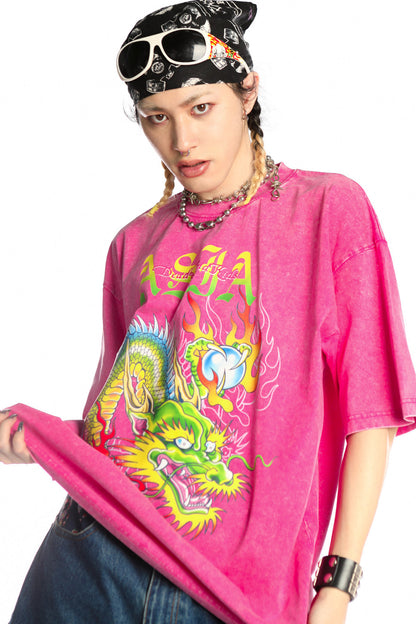 Dragon Print Loose Blouse
