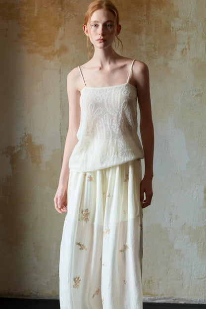 Off-White Wool Jacquard Camisole