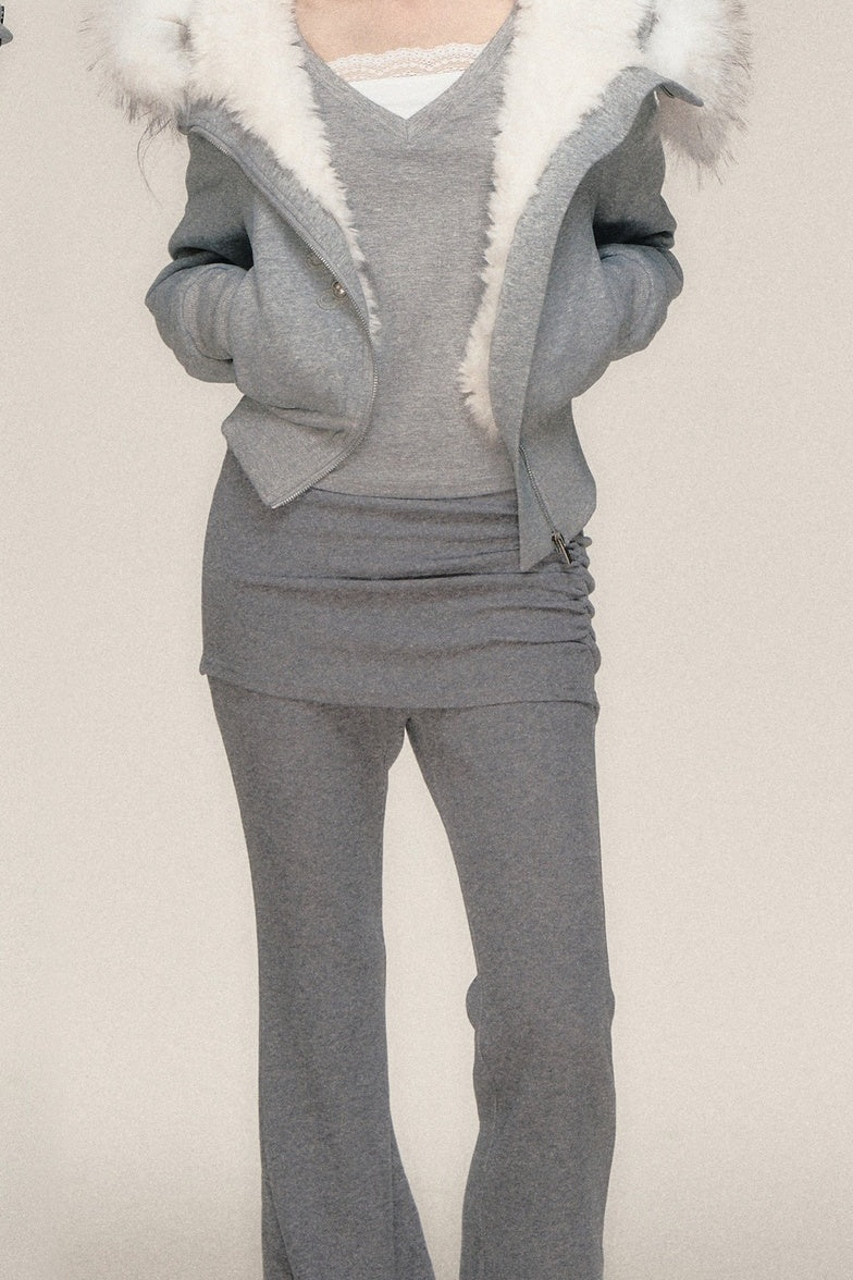 Pleated Cuffed Flared Pants