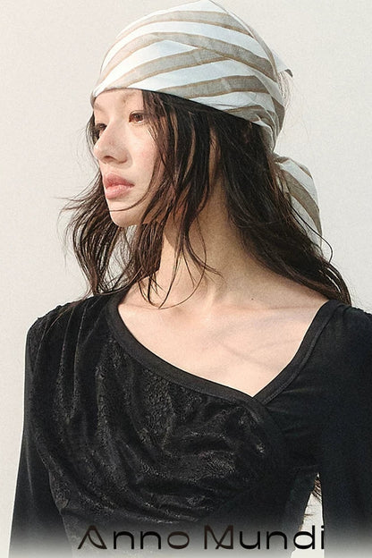 Wave Pattern Striped Headscarf